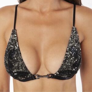 $295 Avery Rose Lingerie Medium Roxy Bralette Bra Hand Beaded Sequin 32-34 B/C